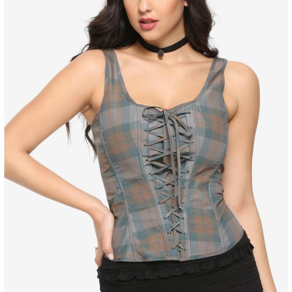 Outlander Tartan Lace-Up Corset Hot Topic Exclusive Size L